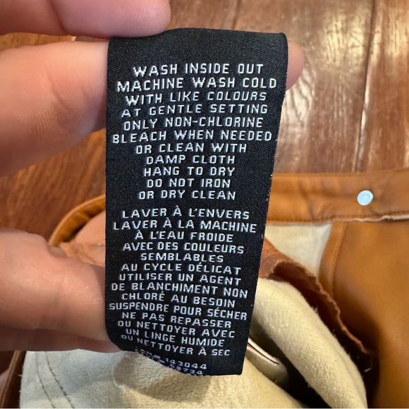 7 For All Mankind Brown Faux Leather Straight Leg Pants - Picture 10 of 11